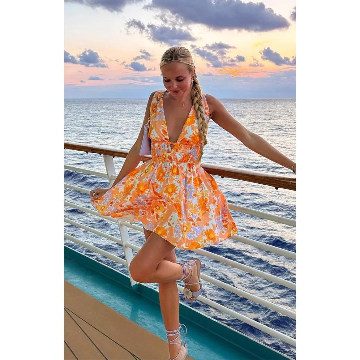 genovia floral mini dress Genovia Pink Floral Chiffon Mini Dress