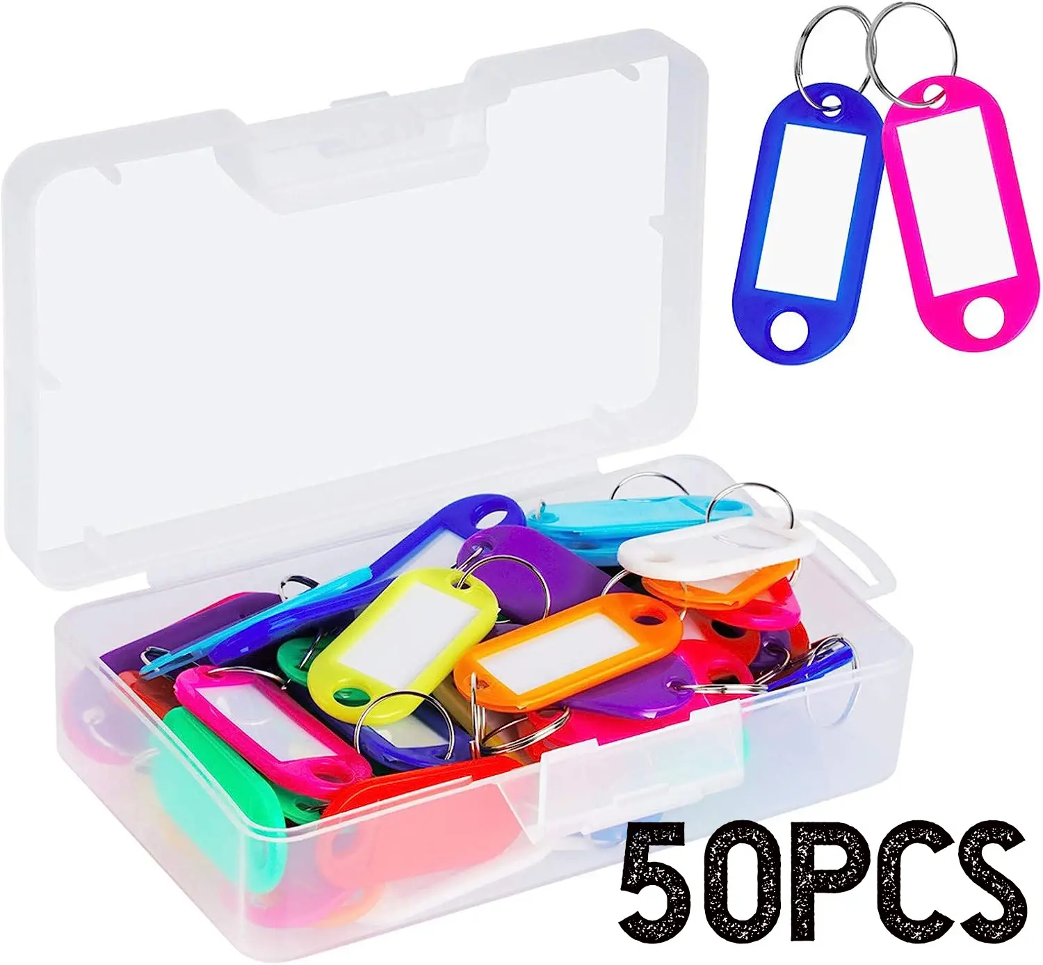 50/30/10Pcs Plastic Keychain Key Tags Id Label Name Tags With Split Ring For Baggage Key Chains Key Rings