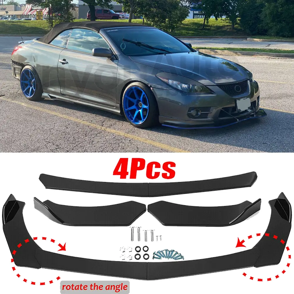 Glossy Black Front Bumper Lip Splitter Spoiler - ABS Plastic Bumper Guard, Car Accessories for Toyota Solara 2001-2008, Includes Screws