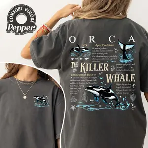 Orca Whale Comfort Colors Shirt, Just a Girl Who Loves Orcas Shirt, Killer Whale Shirt, Orca Gift, Whale Lover Gift, Save the Whales Tee Top Womenswear