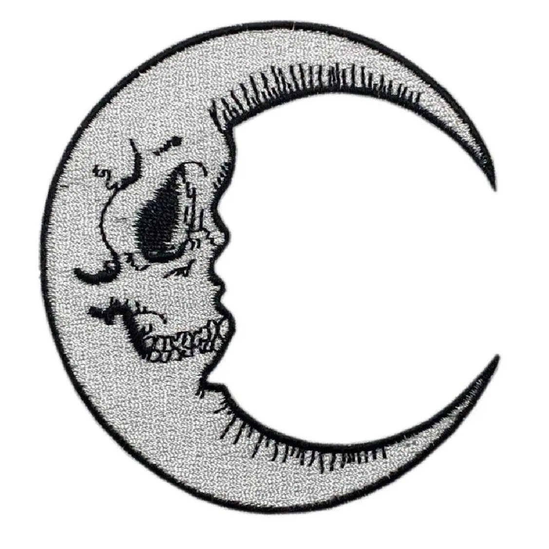 Skull Face Luna Grinning Embroidered Patch (iron on sew on - 3.5 X 3.25 -SL9)