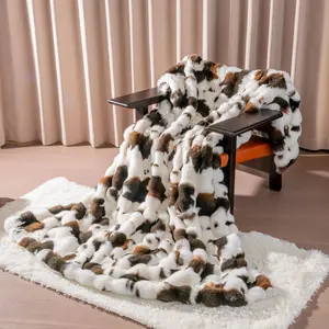 SpottedCozy |Super Soft Cow Print Faux Fur Blanket with 50*60 inch & 60*80 inch two sizes | Plush lmitation Rabbit Fur | Best for Bedroom & Travel | Good Gifts to friends & family