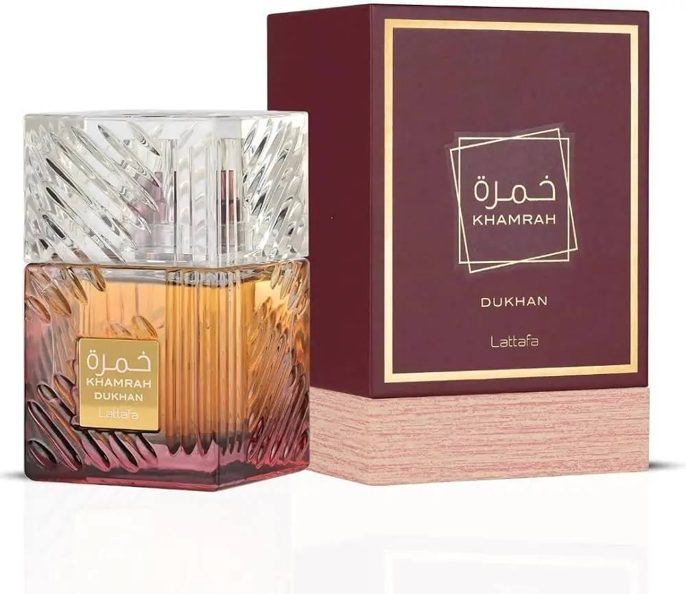 Lattafa Khamrah Dukhan Eau De Parfum, Aromatic Unisex Arabian Perfume with Warm Spicy, Amber, and Vanilla Notes - 3.4 fl oz, Arabian Perfumes, Aromatic Unisex Fragrance