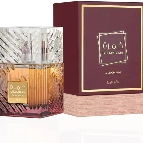 Lattafa Khamrah Dukhan Unisex Eau De Parfum (Edp Spray) - 3.4 fl oz Regular Edition Arabic Bottle, Spicy Warm Notes, Citrus, Vanilla, Patchouli, Floral Depth, Woody Aromatic Luxurious Fragrance with Drydown, Adult Gift Fragrance