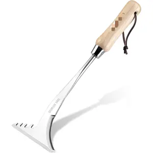Crack Weeder, 13.5" Stainless Steel Crevice Weeding Tool with Wooden Handle, L-Shaped Side-Walk Weed Puller Spatula, for Garden Lawn Yard Patio Terrace Paving Garden Tool