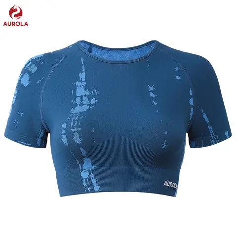 AUROLA Serpent Snake Seamless Workout T-Shirts for Women,Short Sleeve Crop Top Gym Yoga Athletic Shirts Tee