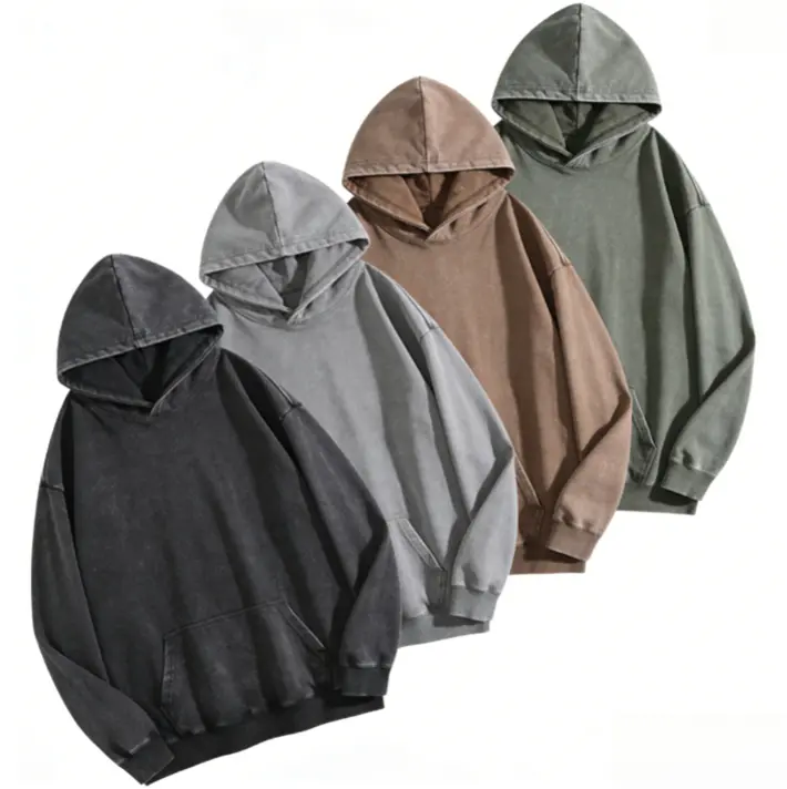 4-Pack Acid Wash Oversized Hoodies | Vintage Heavyweight Streetwear Essentials Menswear Unisex Stylish Sweatshirts