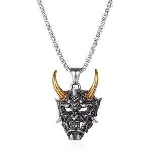 Pendant Men's and Women's Punk Sweater Chain Party Rock Niche Necklace Jewelry New Hip Hop Japanese Samurai Devil Mask Necklace