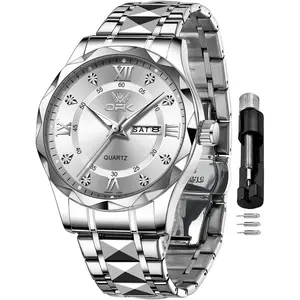 Watches for Men  Roman Analog Mens Watches  Large Stainless Steel Men Wrist Watch Business Father  Watch Blue