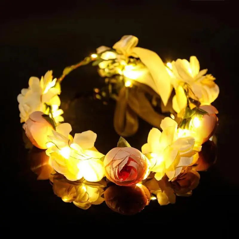 2-Pack LED Crown Headbands - Girl Glowing Flower Headbands, Shining Party Giveaways, Unique Gifts for Birthdays, Weddings, Festivals, Concerts, Declarations, Mother's Day, Father's Day