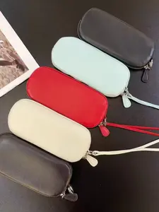 Soft Lamb Leather Eyeglass Case, Zipper Eyewear Pouch, Bag Accessory, Anti-Loss Eye Protection Device, Durable and Stylish Design