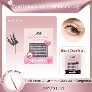 Lashterally Cupid's Love Self-adhesive Lash Clusters Kit 90 Clusters 10mm/12mm/14mm Ultra Lightweight Easy Removal DIY D Curl False Eyelashes for Halloween Party Makeup Cosmetic Flawless