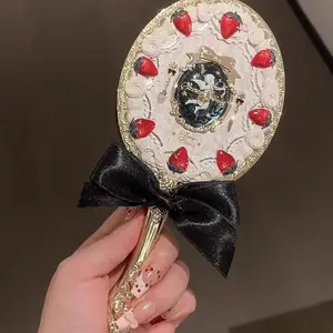 Strawberry Shaped Handheld Mirror, Portable Makeup Mirror, Makeup Tool for Women & Girls, Birthday Gift for Girls
