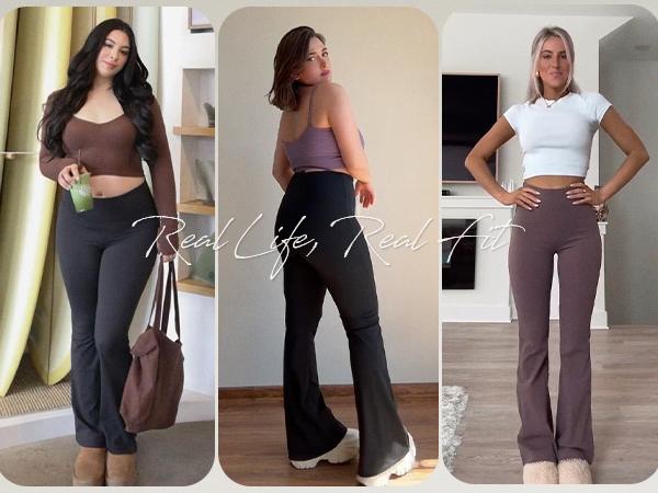 ODODOS Women's Powerful Tummy Control Flared Yoga Pants 2.0 High Waist Workout Bootcut Leggings with Inner Pocket- 29" / 31"