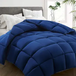 -King Size Comforter - Cooling Down Alternative Quilted Duvet Insert with Corner Tabs - Winter Warm - Machine Washable - Navy Blue