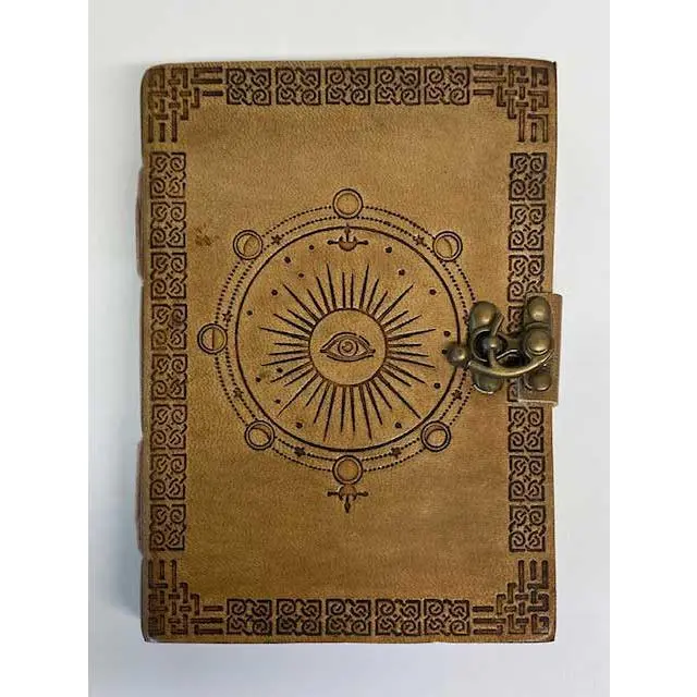 Moon Phase Embossed Leather Journal 5x7 with Latch