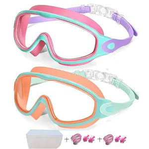 Swim Goggles 2 Pack, Wide View Anti Fog&UV Swimming Goggles for Audlt, No Leaking Swim Glasses for Men Women Kids