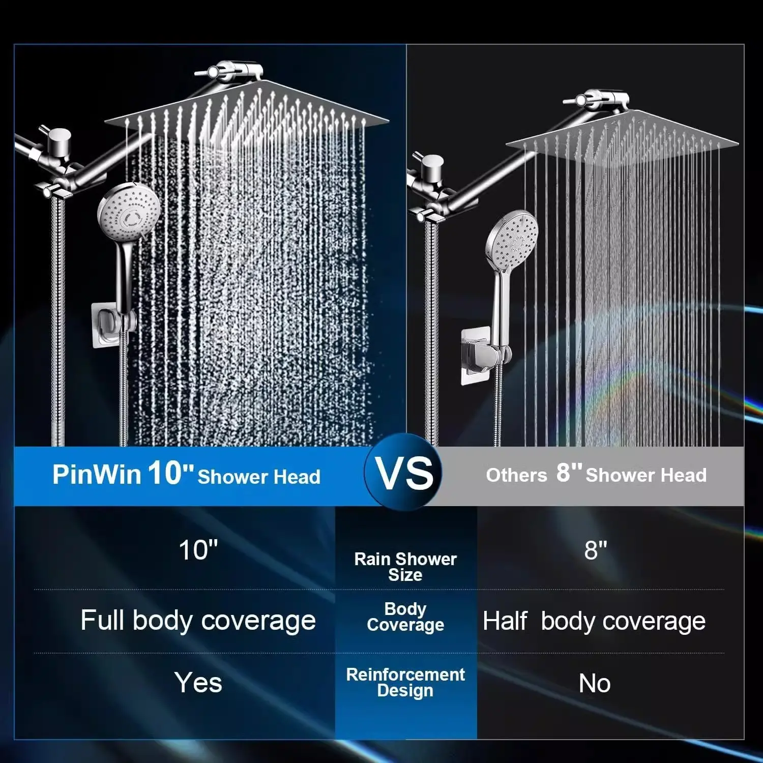 Electric Plated Stainless Steel Shower Set, Extendable Arm Pole, Multifunctional Handheld Wall Mounted Rain Shower Head, Rainfall Handheld Shower, Bathroom Accessories