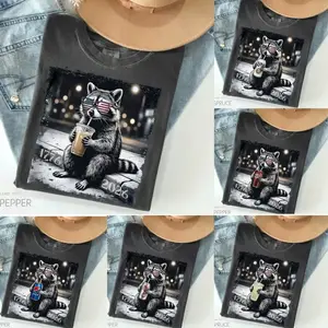 Comfort Colors Custom Raccoon Drinking Shirt America 250th Anniversary Pepper Shirt, Patriotic Raccoon Drinking Shirt, USA 250th Anniversary Shirt, 4th of July Coffee Lover T-Shirt