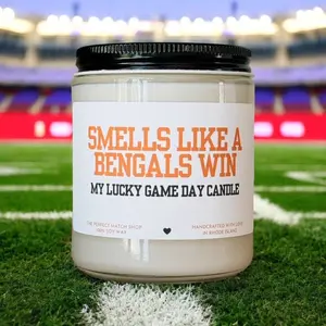 Smells Like a Bengals Win Candle - Funny Football Candle for Bengals Fans, Football Sunday Gift for Him, Lucky Game Day Decor