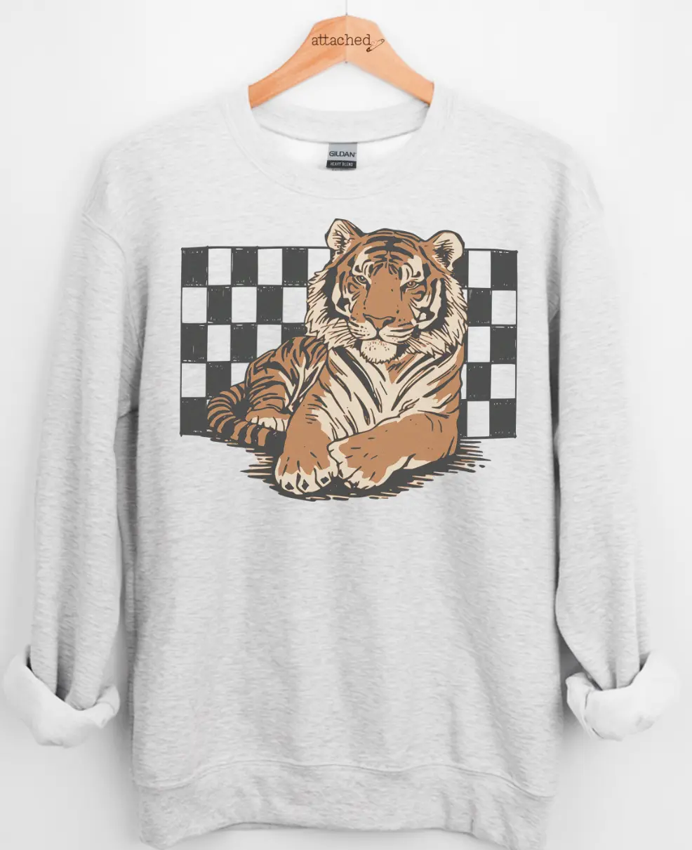 Checkered Tiger Graphic Top