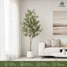 5/6/7FT Artificial Olive Tree Tall Faux Potted Plant with Natural Wood Trunk Lifelike Fruit Faux Tree for Home Office Decor