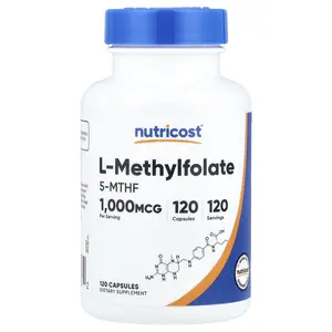 Nutricost L-Methylfolate, 1,000 mcg, 120 Capsules Nutricost L-Methylfolate, 1,000 mcg, 120 Capsules