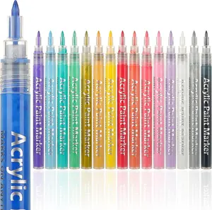 MaxGear Acrylic Paint Pens Markers 0.7 mm Fine Tip Metallic Paint Markers for Rock Wood Fabric Glass Canvas Ceramic Christmas Gifts for Teens DIY Crafts Art Supplies