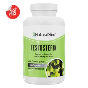NaturalSlim Testosterin - Natural Energy & Muscle Support Supplement with Ginkgo Biloba L-Arginine Zinc & Vitamin B3 for Strength Stamina & Metabolism - 180 Capsules - Healthcare