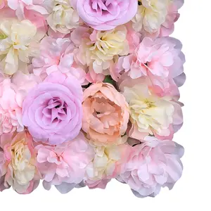 5PCS Artificial Flower Wall Panels - Fake Flowers Outdoor, Faux Dahlia/Rose/Peony Plastic Decor with Fake Ivy Vine & Decorative Fruit Ornaments, Easy DIY Install for Indoor Home Decor