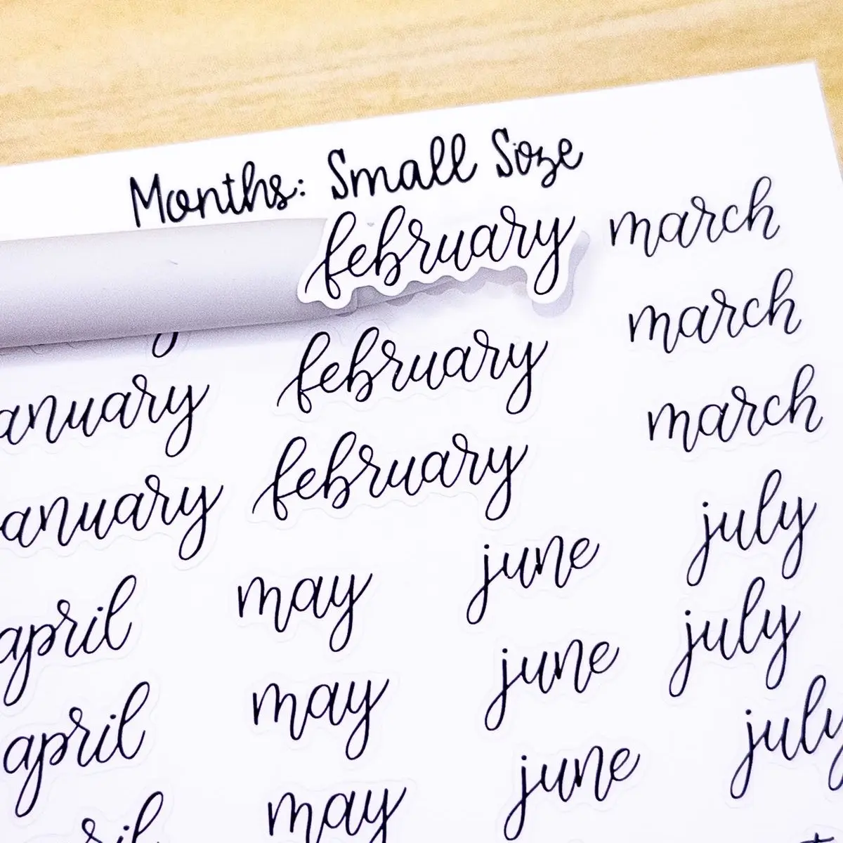 Months Planner Sticker Sheet Bujo Calligraphy