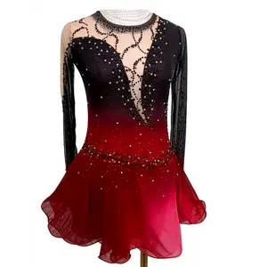 Black-Green Transitional Figure Skating Performance Dress. Ice Skating Competition Outfit, Figure Skating Dress