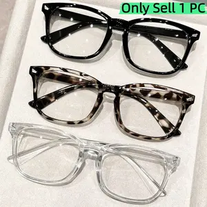 1 Pair Minimalist Elegant Multi-Function Multi-Color Geometric Transparent Full-Frame Women's Non-Prescription Glasses, High Toughness Plastic Material Lightweight And Comfortable, Suitable For All Face Shapes, Slimming Effect, Suitable For Daily Makeup
