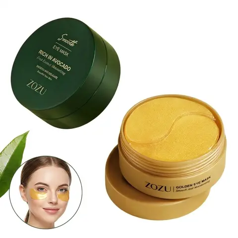120 Piecies Avocado & Golden Eye Mask – Use Avocado Eye Mask During The Day And Gold Eye Mask At Night – Natural Moisturizing Eye Mask, Soothing Dry Skin, Eye Care Product For Daily Use