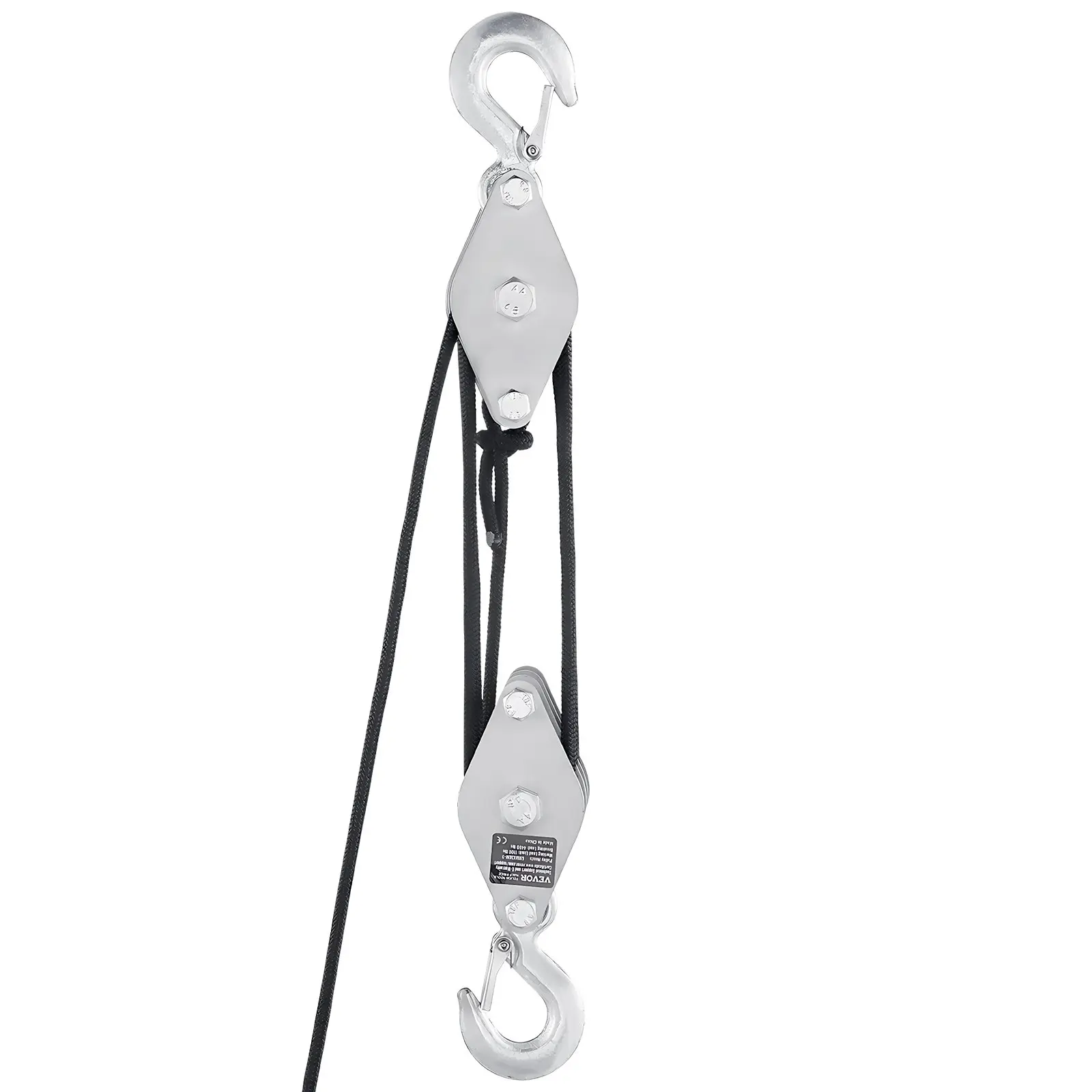 【DealsForYouDays】VEVOR 4400 lbs Breaking Strength 100 FT Rope Pulley Hoist, 5:1 Lifting Power Heavy Duty Pulley System with 2pcs Soft Loops, Metal Wheels Bearing Structure, Block and Tackle for Lifting Heavy ObjectsSummervibes
