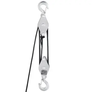 VEVOR 4400 lbs Breaking Strength 100 FT Rope Pulley Hoist, 5:1 Lifting Power Heavy Duty Pulley System with 2pcs Soft Loops, Metal Wheels Bearing Structure, Block and Tackle for Lifting Heavy Objects