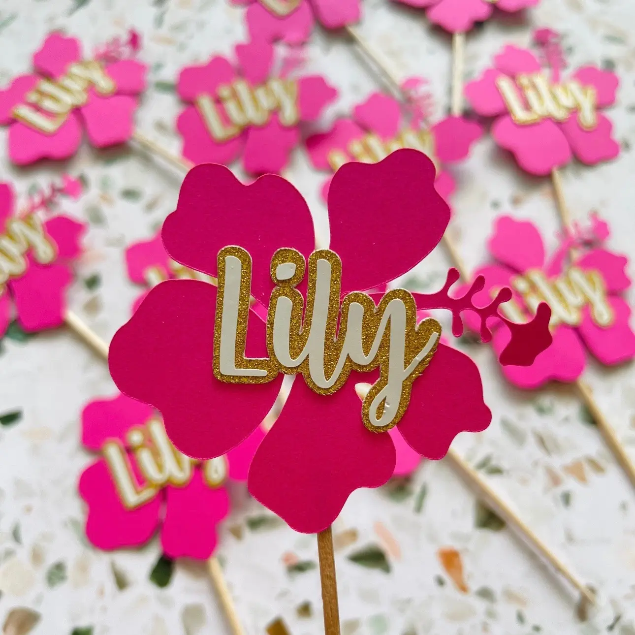 Hawaiian cupcake topper(12)/Hawaiian theme/Hawaiian Party/Gender Reveal Cupcake Topper/Hawaiian Baby Shower Topper/tropical cupcake topper/ Cake Birthday Topper