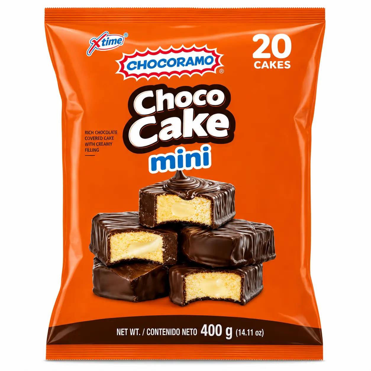 Chocoramo Choco Cake Mini 20 Cakes Rich Chocolate Covered Cake with Creamy Filling 400g