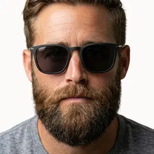 DAX EYEWEAR FERRIS Polarized Sunglasses for Men, Matte Black Square Frame UV400 Protection Hair-Friendly Tangle-Free Modern Trendy Shades
