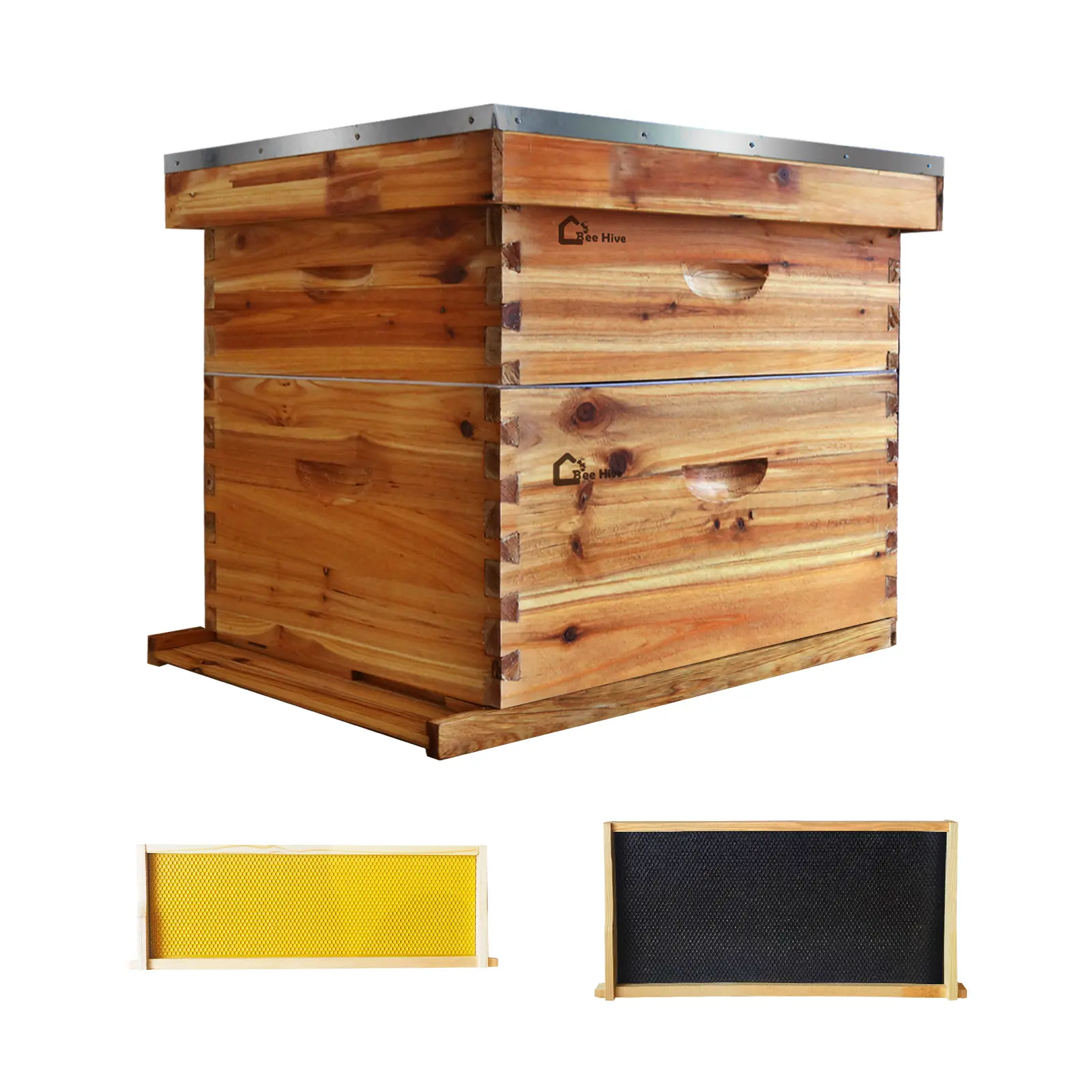 Cedar Wood Beehive with Classic Beekeeping Style, 1 Deep + 1 Medium Box, No Window, 50×41 cm, Durable & Practical for Hive Expansion & Honey Bee Management