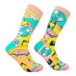 Men's Vintage Made In The 90s Socks Funny Sarcastic Retro Graphic Novelty Footwear For Men Funny Graphic Socks Comfortable Fitted Spandex Cotton