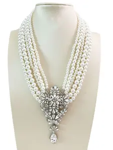 Women's Elegant Faux Pearl Decorated Necklace & Dangle Earrings, Exquisite Trendy Jewelry Set, Fashionable Accessories for Wedding Party Decoration