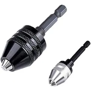 Drill Chuck Adapter - 2Pcs Drill Chuck for Impact Driver, Drill Bit Adapter Keyless Chuck 1/4 Hex Shank (0.6-8mm,0.3-3.6mm)