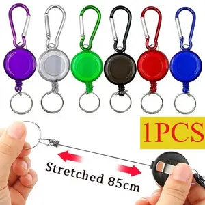 Compact String-Tether Ultra Steel Keychain - Retractable Steel Wire Rope, Spring Clip, ID Card Holder for Outdoor Sports, Tool Organization, Compact Keychain Keychains, String-Tether Keychains