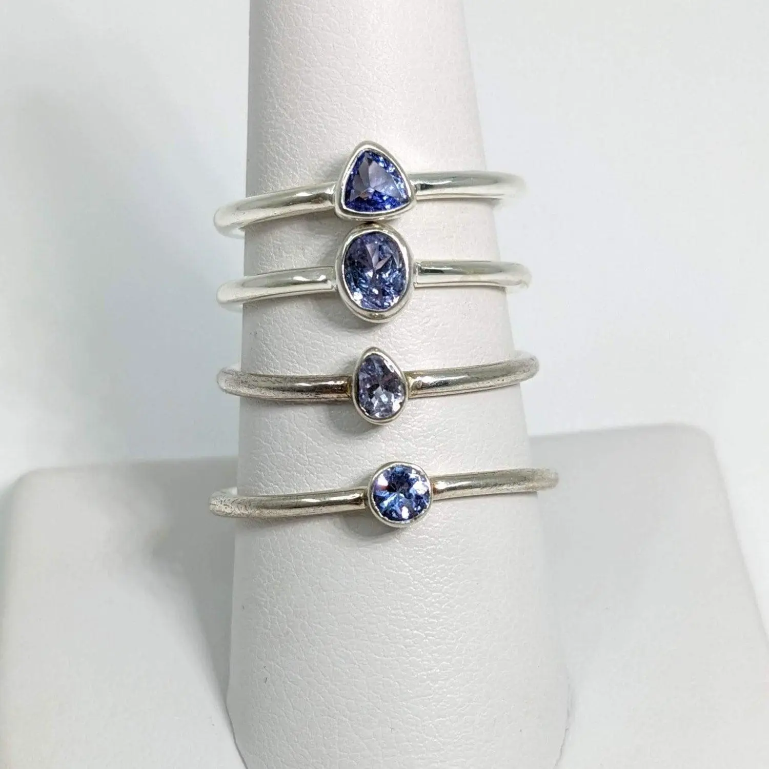 Tanzanite Faceted Sterling Silver Dainty Ring