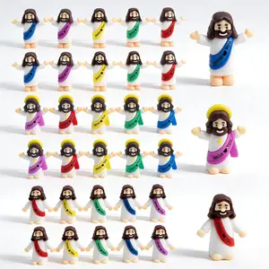 Household daily necessities Little Jesus Figures 30PCS, Mini Jesus Figurines in Bulk, Multicolor Tiny Jesus Figures, Miniature Figurines, 3 Styles Jesus Loves You for Easter Egg Hunt, Religious Gifts