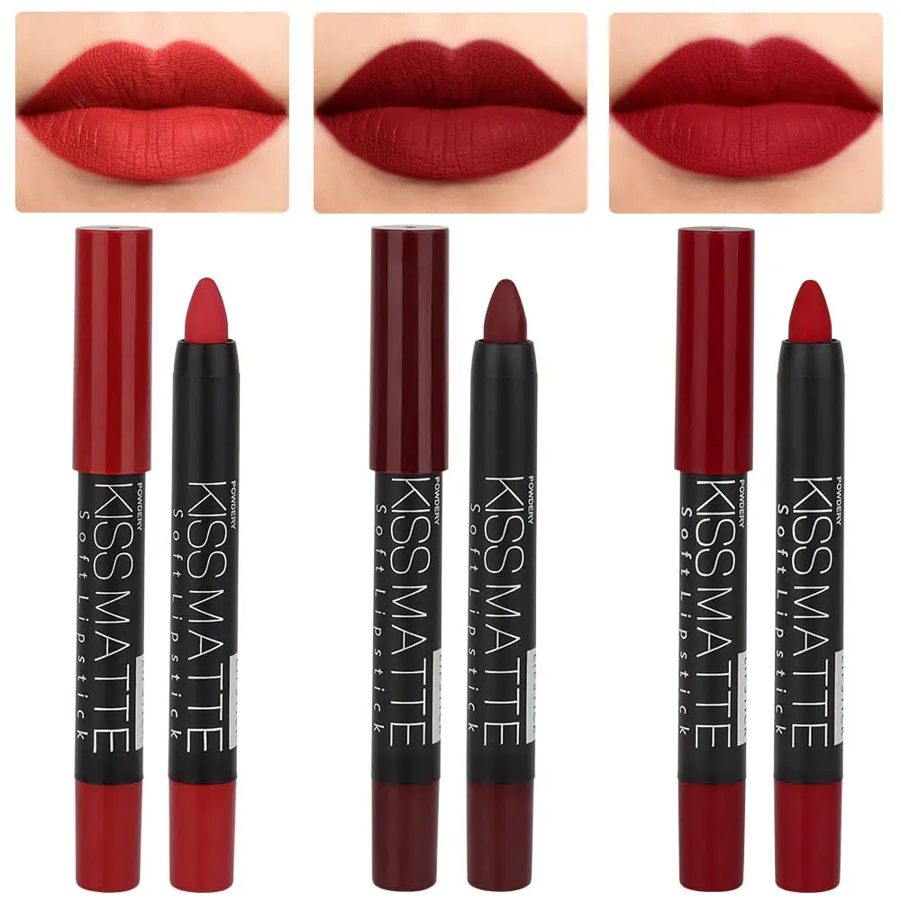 3Pcs Dark Red Lip Liner Pencil Set, Deep Ruby Red Matte Lipstick Long Lasting for Women, Lipstick and Lip Liner Crayon Set, Lipliner Pencil, Magic Lipsticks 24 Hours Original 10&11&18