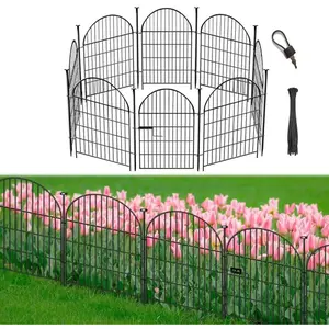 Garden Fence Border, 36 in(H) x17.5 Ft(L) 8 Panels, Tall Garden  Barrier Fence with Gate,  Fence Outdoor for Yard, Arched Rustproof Metal No Dig Fence, Flower Bed Fencing