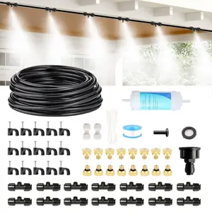 50FT Misters for Outside Patio Outdoor Misting Cooling System with Water Filter, Outdoor Mist Kit for Garden,Greenhouse,Deck,Umbrella,Canopy,Pool,Porch,Trampoline,BBQ Party