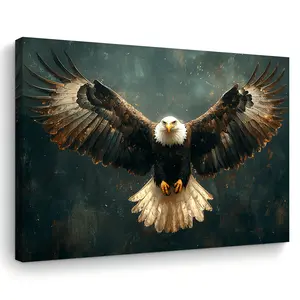 Eagle Spread Wings Canvas Print, Woven Wall Art Decor, 11.8"x15.7", for Home Office, Living Room, Bedroom, Bachelor Party, Bar/Bat Mitzvah, First Communion